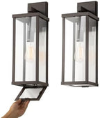mirrea 18" Classic Outdoor Wall Sconce 1 Light in Oil Rubbed Bronze Rectangular Metal Frame and Clear Glass Shade Waterproof Porch Light Patio Light Pack of 2 by mirrea