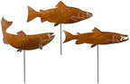 Swimming Salmon Garden Stake Set of 3, Made in USA, Rusty Steel, Real Rust Finish (Large) by MetalArtFever