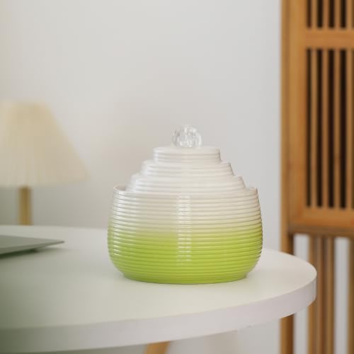 Indoor and Outdoor Fountain Water Feature Fall Ceramic Home Office Decoration mini Tabletop Desktop (Green with Ball S091) by Unknown