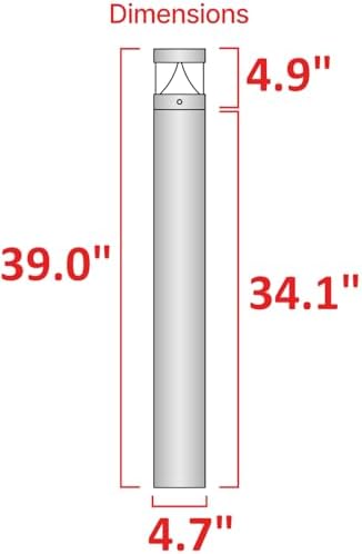Bollard Light 39", 120-277V, 10W, 3CCT 3000-5000 Kelvin, Flat - Image 4
