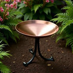Burnt Copper Birdbath with Tripod Stand – Hammered Copper Finish Bowl & Wrought Iron Base for Garden, Deck & Tabletop - Image 5