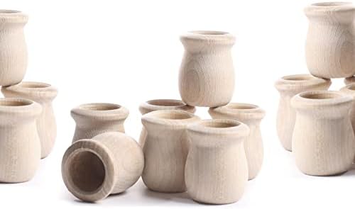 Factory Direct Craft Pack of 24 Unfinished Wood Candle Cups - Made in the USA Blank Wooden Bean Pot Candle Holders DIY Wood Turnings (Size 1-9/16" H x 1-3/8") by FactoryDirectCraft