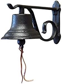 NACH Rustic Cast Iron Doorbell, Small Door Bells for Homes, Dinner Bell, Small Bell, Kitchen Door Bell, Antique Black Doorbell, 8.5x5x6.5 Inches, JS-90-091 by NACH