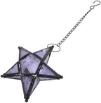 Xmas Star Glass Hanging Lantern Decorative Candle Holder Purple by GRADENEVE