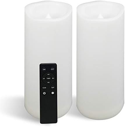 Large Outdoor Battery Operated Flameless Candles Remote 4”x10” 2 PCS White by CANDLE+CHOICE