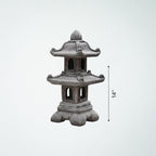 OLOMA Japanese Two Levels Concrete Garden Lantern Cement Pagoda Handcrafted Statue Outdoor Asian Zen Decor Stone Weather Proof Ornament Meditation Space Accent - Image 5