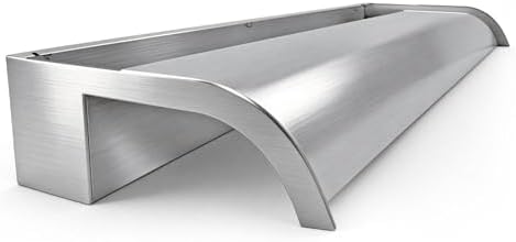 Curved-Mouth Waterfall Pool Fountain, Stainless Steel Waterfall Spillway with Pipe Connector Kits for Outdoor Decorative, 35.4 Inches Pool Water Feature for Garden Patio, Without Cover Plate by LONGRUNNEW