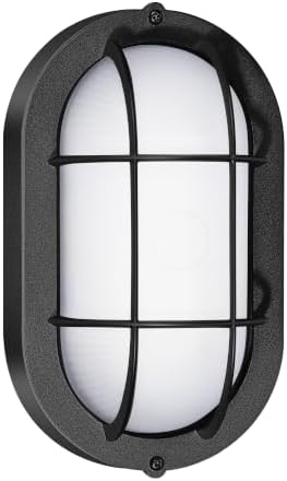 GRUENLICH LED Bulkhead Light, 8.5" Oval Aluminum, 5000K, Black, 1 Pack by GRUENLICH