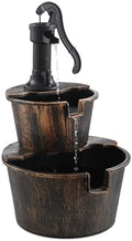 2-Tier Barrel Waterfall Fountain,27-Inch Plastic Outdoor Water Feature with Pump for Garden,Patio and Backyard by Unknown