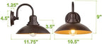GOLDHILL 10.5" Bronze Gooseneck Metal Outdoor Barn Light 2-Pack, Powder Coated Anti-Rust Farmhouse Exterior Wall Sconce with Gold Interior, Wet Location Rated for Porch, Garage, Bathroom Vanity - Image 6