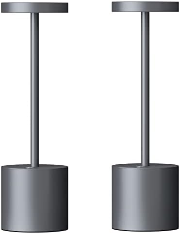 SAKRINGT 2 Pack Cordless Table Lamp Rechargeable,5000mAh Battery Operated Portable LED Table Light,Dimming Desk Lamp for Patio/Restaurant/Outdoor (Grey) by SAKRINGT