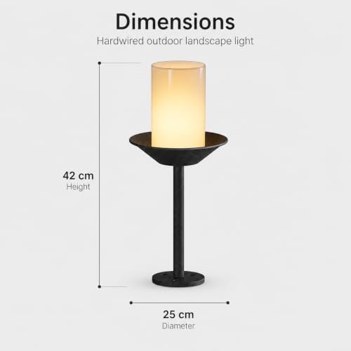 Hardwired Outdoor Bollard Light, 3000K Cylinder Shade Garden Fixture - Image 2