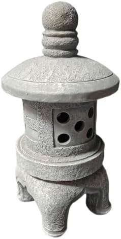 Japanese Garden Decor Solar Pagoda Light, Outdoor Stone Finish Pagoda Garden Statue with Auto On/Off for Patio Yard, Japanese Decor - Image 2