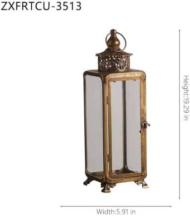 Antique Gold Iron and Glass Candle Lantern, 19.29 in - Image 6