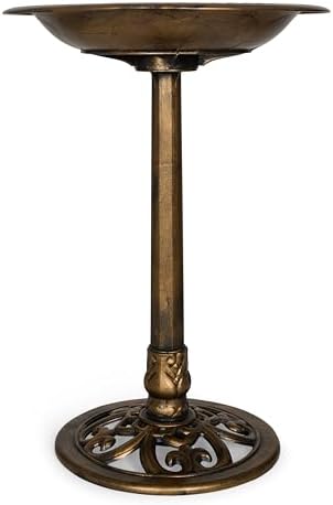 Backyard Expressions Outdoor Garden Bird Bath - Bronze - Weather Resistant Resin with Ground Stakes - 27 Inch by BackyardExpressions