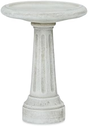 Christopher Knight Home Daisy 22.28'' H Bird Bath for Outside, Pedestal Bird Baths Bowl with Fluted Design, Polyresin Bird Bath with Classic Style Design for Garden Decor & Bird Attraction, White - Image 3