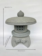 15.7-inches Green Sandstone Pagoda Lantern Garden Statue Outdoor, Garden Landscape Decorative Lamp Ornament for Balcony, Patio, Porch Lawn Decoration (Style 4) - Image 5