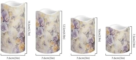 Purple Butterfly Rose Flameless Candles with Remote Timer Battery Powered LED Candles Color Changing Pillar Electric Fake Candles Bulk for Indoor Outdoor Home Table Decoration Set of 4 - Image 2