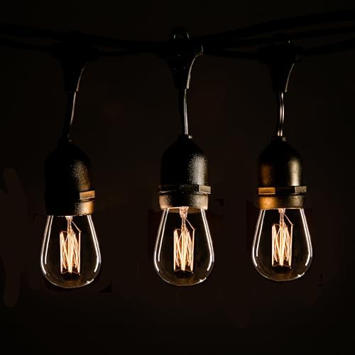S14 Lantern Bulbs with E26 Commercial Suspender Light String, 100 Foot by HometownEvolutionInc