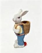 17'' Resin Rabbit Sculpture,Couple Rabbit Statue Flower Pot Blue White - Image 7