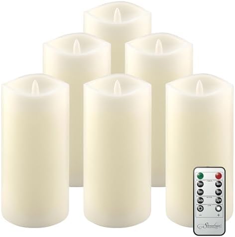 Stonebriar LED Pillar Candles — Remote & Timer, Real Wax Flameless Candles for Home Décor, Weddings & Events, Pack of 6, Ivory, 3" x 6" - Image 2