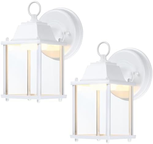 LIT-PaTH Outdoor Wall Light Fixture, Aluminum, LED 3000K, White, 2 Pack by LIT-PaTH
