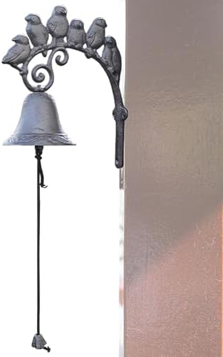 Dinner Bells for Outdoor Use - Cast Iron Church Wall Bell, Wall Mounted Entrance Gate, Decorative Farm Accent Bells with 6 Birds Large and Loud | Outdoor Dinner for Farmhouses Outdoor by Unknown