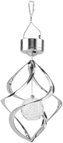 Zerodis Solar Lights Color Changing Balcony Hanging Spinning LED Light Windbell Lamp with Rechargeable Battery for Garden Yard Outdoor Decoration Solar Powered Wind Bell Colorful - Image 2