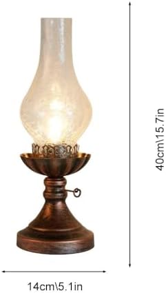 Vintage American Village Style Desk Light Industiral Table Llight with Glass Lampshade Old Style Kerosene Lamp Table Lamp Wrought Iron Metal Farmhouse Nightstand Lamps(Clear) - Image 3