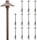 Gardencoin Solid Brass Low Voltage Landscape Pathway Lights (6.7'' Shade, 21.9'' Tall), 12V AC/DC Heavy Duty LED Path Lights Outdoor Wired, Antique Bronze Walkway Lights Without G4 Bulb, 12 Pack by Gardencoin
