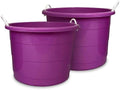 HOMZ Utility Tub, Storage Bucket with Rope Handles, 18 Gal, Purple, 2 Pack by Homz