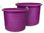 HOMZ Utility Tub, Storage Bucket with Rope Handles, 18 Gal, Purple, 2 Pack by Homz