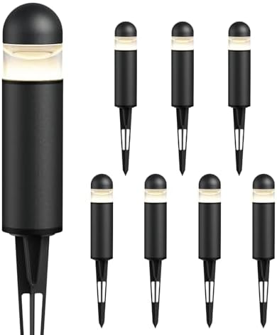 GOODSMANN Landscape Lighting 8PK Low Voltage Landscape Lighting 3W 60 Lumen LED Landscape Bollard Path Lights Outdoor 2700K Warm White Black with Cable Connectors Replaceable LED Bulbs by GOODSMANN