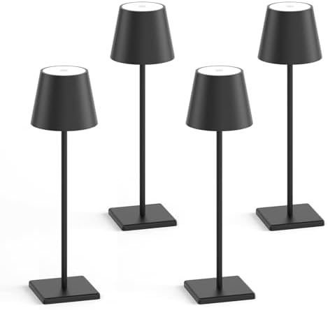 Cordless Table Lamp 5000mAh LED Rechargeable Lamp Black, 4-Pack by Aoceley