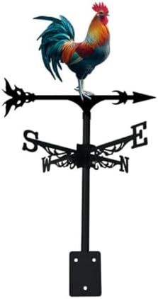 Weather Vane Metal Iron Art Rooster Weathervanes Rooftop Villa Wind Direction Indicator Vintage Fits Peacock Weather Vanes for Sheds Yard Pavilion (red-Crowned Crane C) Rooster a by Unknown