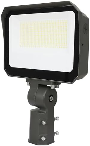 LAMPHOME LED Flood Lights Outdoor 100/120/150W W and 3000/4000/5000K Adjustable 19500Lm,Dusk-to-Dawn Sensor o Dawn Flood Light for Yard, Garage, Garden,UL Listed,Includes Knuckle Mount by ULL