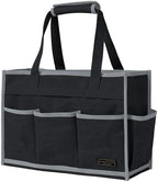 Tool Bag,Tool Pouch with 6 Pockets,Heavy Duty Waxed Canvas Garden Tool Bag Tool Case,16.5 x 7 x 12 Inch & Black by Denifiter