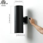 mirrea 18" Dusk to Dawn Outdoor Porch Light, Matte Black, Pack of 2 - Image 2