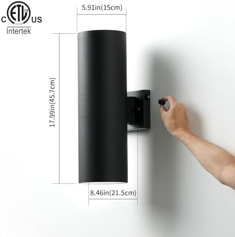 mirrea 18" Dusk to Dawn Outdoor Porch Light, Matte Black, Pack of 2 - Image 2