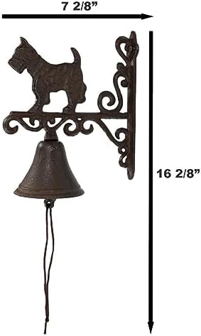 Ebros Gift Cast Iron Rustic Vintage Western Farmhouse Scottish Terrier Dog Door Wall Dinner Yard Bell Outdoor Farm Cottage Accent Bells - Image 3