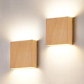 2 Pack Indoor Outdoor Natural Wood Grain Up and Down LED Wall Light, Modern Bedroom/Porch Wall Lamp, IP65 Waterproof, 5%-100% Dimmable 18W 1620lm, 5CCT (2700K-5000K), CRI 90+, 120V-277V by LUXLUCIO