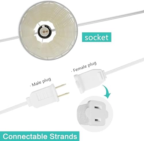 JONATHAN Y Payton 10-Light Faux-Rattan Outdoor String Lights, White - Image 5