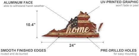 Virginia Home State Shape Sign – Vintage Flag Metal Wall Art - Image 2