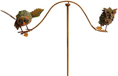 Rustic Metal Double Owl Balancer Kinetic Spinning Outdoor Garden Stake, Wind Sculpture Yard Art Center Piece - Image 4