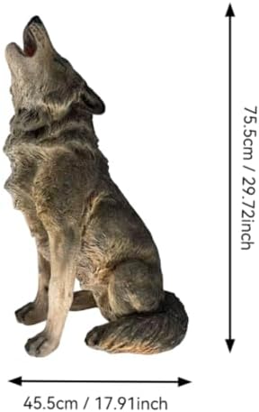 Large Howling Wolf Resin Statue - 17.9" L x 29.7" H Realistic Alpha Wolf Sculpture, Weatherproof Outdoor Garden Decor for Patio, Lawn & Yard, Wildlife Art Gift for Nature Lovers - Image 2