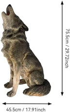 Large Howling Wolf Resin Statue - 17.9" L x 29.7" H Realistic Alpha Wolf Sculpture, Weatherproof Outdoor Garden Decor for Patio, Lawn & Yard, Wildlife Art Gift for Nature Lovers - Image 2