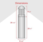 Bollard Light 39", 120-277V, 20W, 3CCT 3000-5000 Kelvin, Louvered Dome, Vandal Proof - Image 5