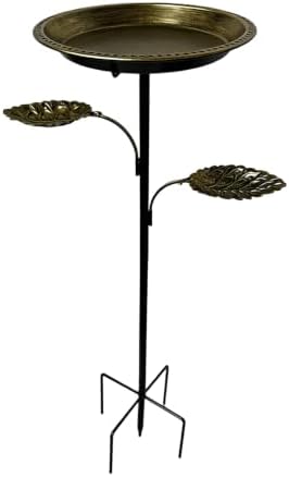 Outdoor Birdbath 5-Prong Base Vintage Bird Bath Metal Bowl by Unknown