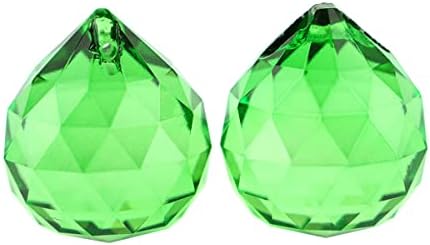 Queenbox 10pcs 30mm Crystal Suncatcher Prism Ball Rainbow Hanging Pendants Maker with Hole for Chandelier Feng Shui Window, Dark Green - Image 2