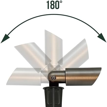 GKOLED Mini Size Brass Landscape Spotlight, Low Voltage 12V AC/DC Outdoor Directional Up Light, 180 LM, 3W MR8 LED Bulb ABS Ground Stake, 2700K Warm White, Garden Patio Trees Spot Uplight - Image 6
